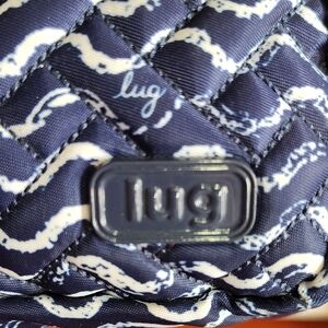 Lug Quilted Crossbody Bag in Dark Blue and White